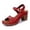 A-Red203, variant on Womens Block Heel Ankle Strap Sandals Retro Hollow Perforated Dual Buckle Open Toe Ladies Sandals Summer Urban Walking Casual Sandals