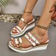 thumbnail image 2 of Bmisegm Ladies Summer Casual Colour Blocking Fruit Printing Soft Leather Woven Bottom Thick Bottom Slope Heel Large Size Sandals Slippers Sandals Women Summer Pink 6.5, 2 of 9