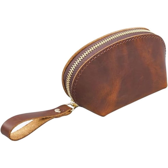 1 Pcs Leather Mini Medieval Coin Pouch, Coin Organizer, Change Holder, Cute Genuine Leather Coin Purse,Leather zipper Pouch for Men & Women