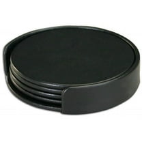 Dacasso Limited A1018 Classic Black Leatherette 4 Coaster Set With Holder