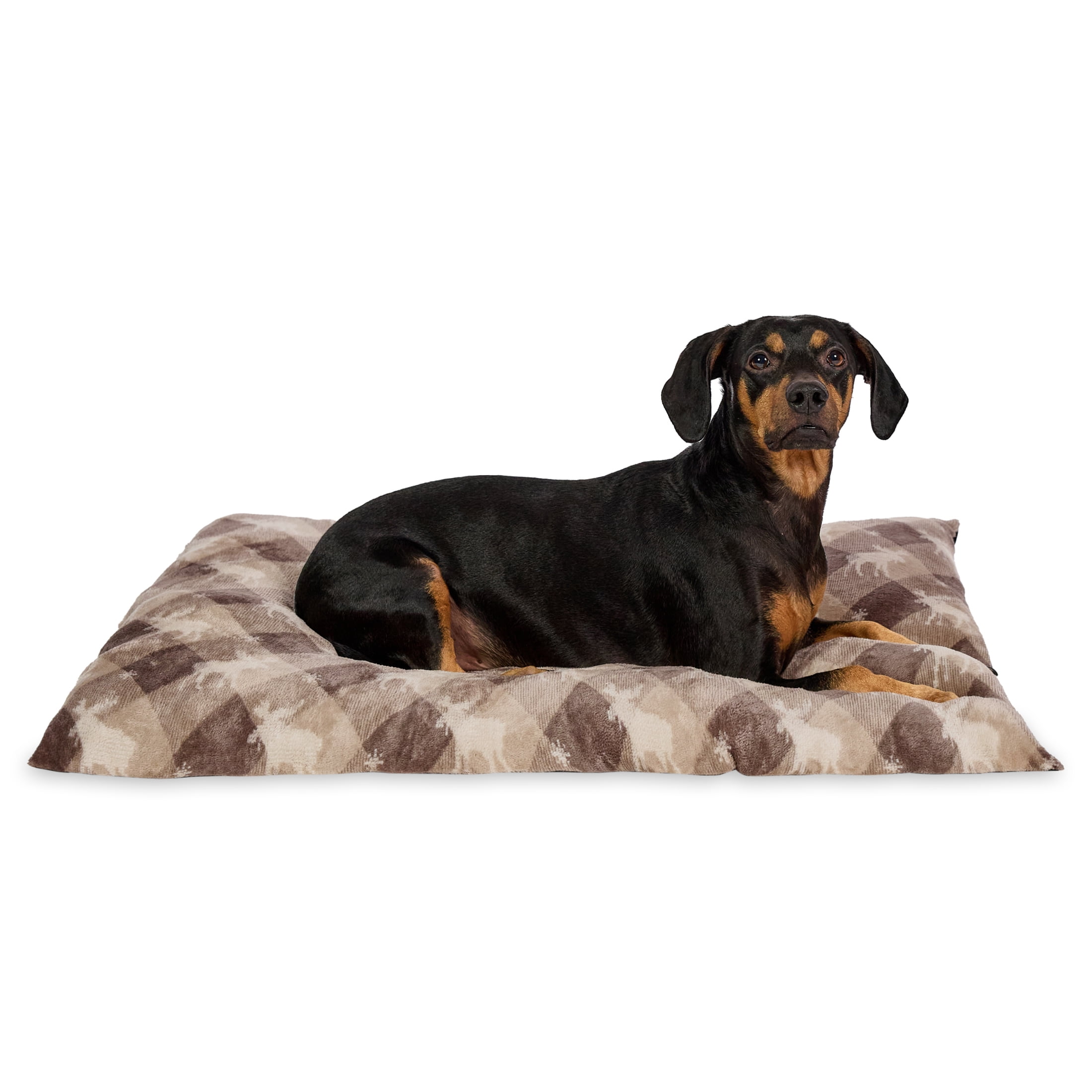 Vibrant Life Medium Pillow Dog Bed, Brown Chic Cabin Moose, 27" x 36"