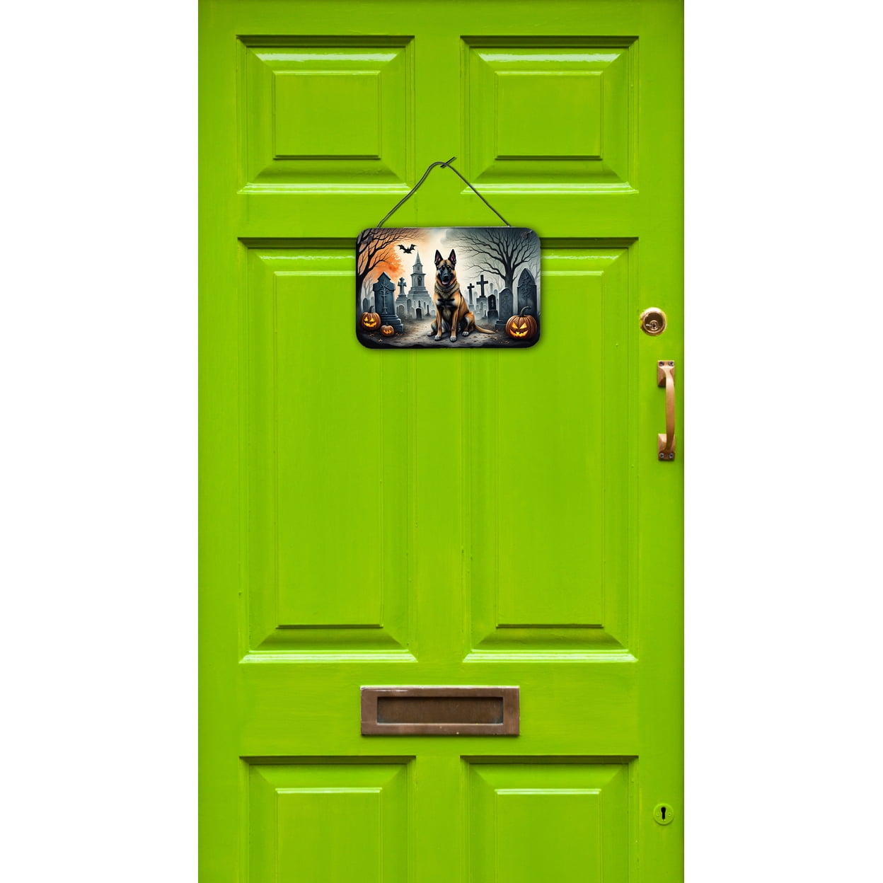 Carolines Treasures DAC2013DS812 12 x 8 in. Belgian Malinois Spooky Halloween Wall or Door Hanging Prints