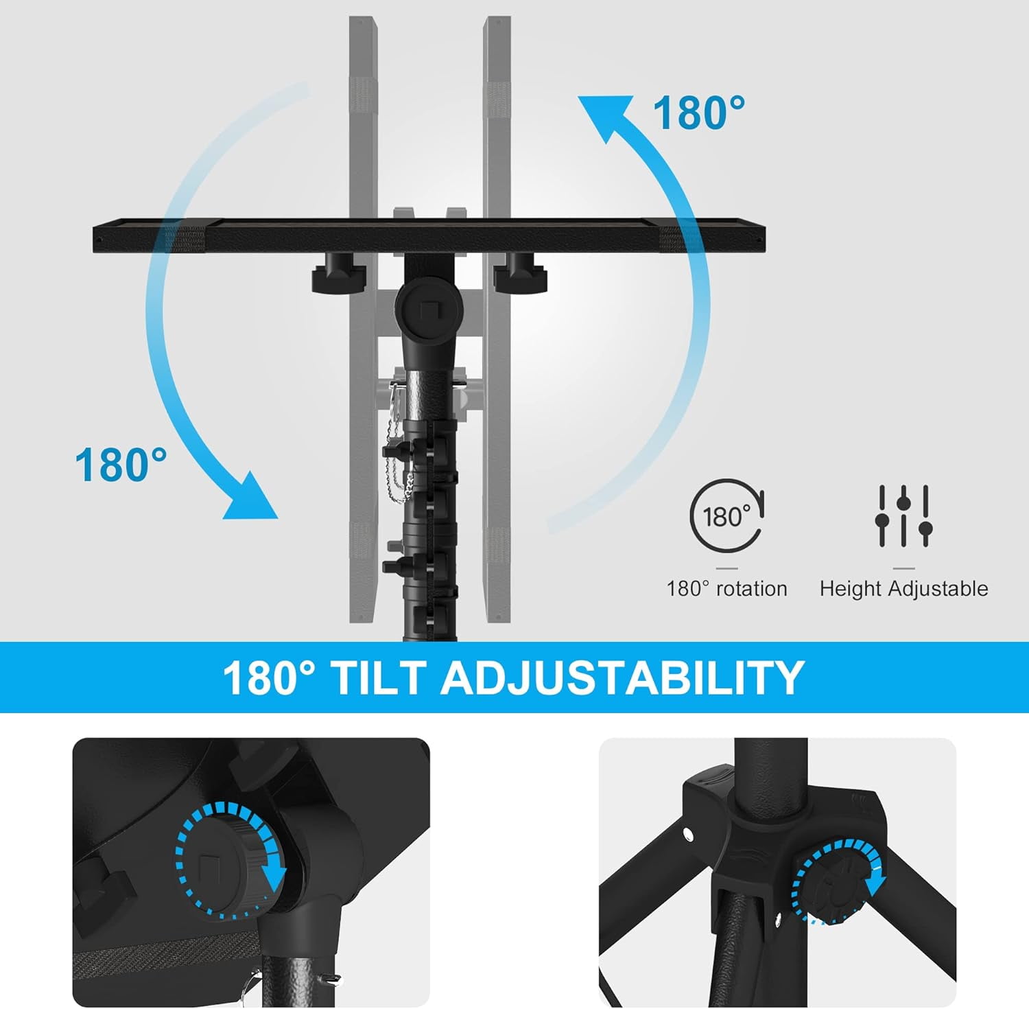 Projector Stand Tripod, Laptop Tripod Stand Adjustable Height from 23.5 to 63.5 inches with Gooseneck Phone Holder, Laptop Floor Stand for Office, Home, Stage, Studio