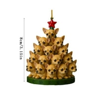 hulanddfd Christmas Puppy Ornament, Stacking Puppy Shaped 2D Acrylic Pendant for Christmas Tree, Dog Christmas Hanging Decorations for Xmas Party and Home Decor, Xmas Gifts