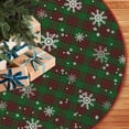thumbnail image 5 of Christmas Tree Skirt, Red and Green Buffalo Plaid Tree Skirt Snowflake Thick Xmas Tree Skirt for Holiday Party Christmas Tree Decorations Indoor Outdoor es, 5 of 7
