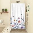 thumbnail image 2 of Watercolor Floral Small Shower Stall Curtain Size 36" x 72", Pastel Wildflower Colorful Flower Narrow Stand up Shower Curtains for Bathroom Decor Polyester Fabric Set, 2 of 6