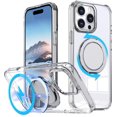 thumbnail image 1 of KOMI Étui Anneau Magnétique pour 16 Pro Max, Compatible avec MagSafe avec Support Anneau à 360°, Étui de Protection Antichoc pour iPhone 16 Pro Max Transparent, 1 of 5