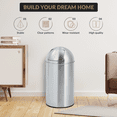 thumbnail image 5 of 13 Gallon/50 Liter Trash Can, Cylindrical Garbage Can with Push Lid, Heavy Duty Stainless Steel Waste Bin with Removable Inner Bucket, Outdoor Trash Bin for Commercial Use, 5 of 8