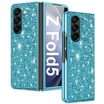 TECH CIRCLE Galaxy Z Fold 5 Case, Ultra Thin Glitter Bling Diamond Girls Woman Shockproof TPU Rubber Full Body Protective Cover for Samsung Galaxy Z Fold 5 5G 7.6 inch 2023,Blue
