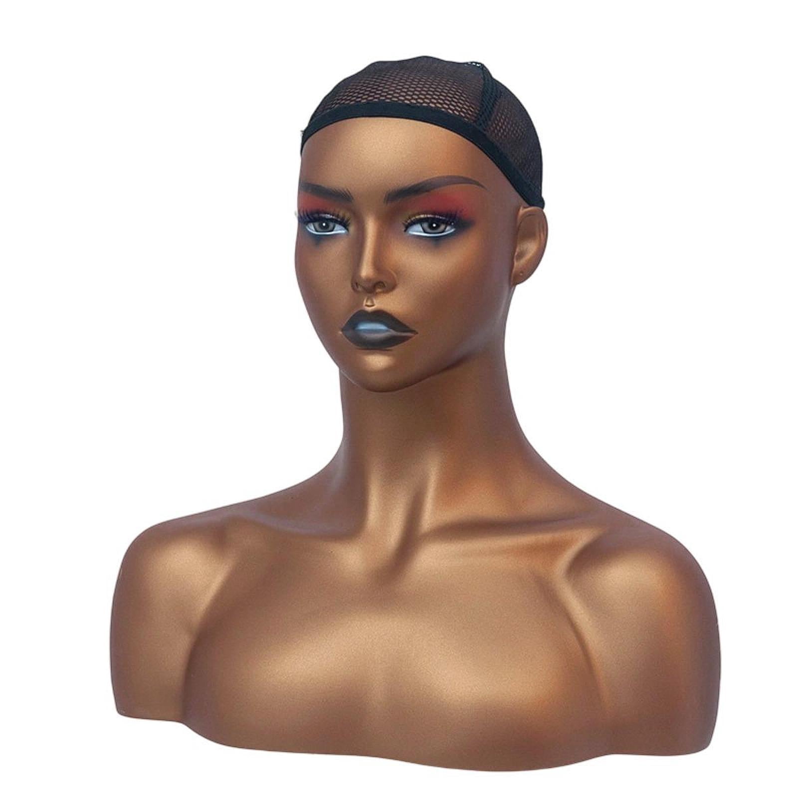 Serenable Realistic Female Mannequin Head Holder Professional Earring Necklace Holder Stand Manikin with Shoulder for Earrings Hats