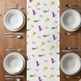 thumbnail image 4 of Table Runner 48 Inches Long for Kitchen Dining, Spring Easter Dresser Scarf Farmhouse, Dining Table Decorations for Wedding/Parties, Yellow Green Purple Bunny Botanical 13 x 48 In, 4 of 8