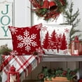 thumbnail image 5 of 12x12 Red Christmas Pillow Covers Set of 4, Lumbar Pillowcase, Winter Decorative Pillow Case, Merry Christmas Tree Cushion for Indoor Home Bedroom Sofa Xmas Couch Decor, 5 of 6
