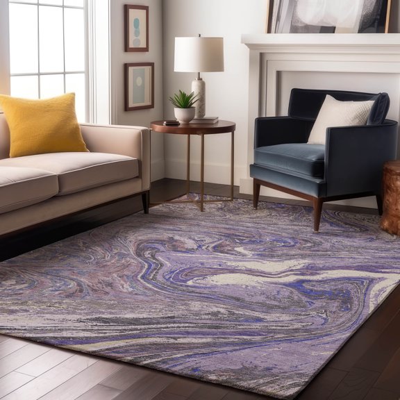 Addison Rugs Mayfield Premium Machine Washable Transitional Abstract Lavender Rectangle Rug, 10' x 14'