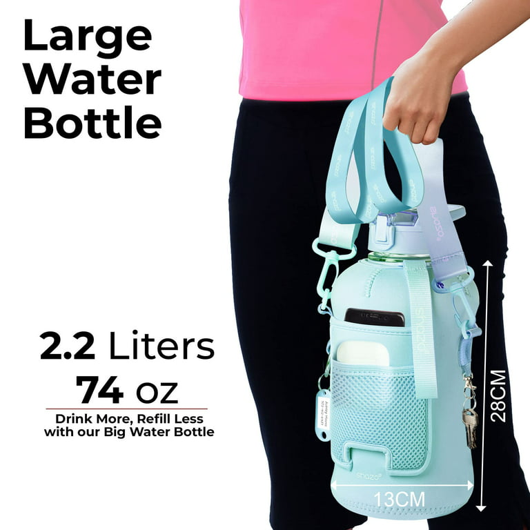 Half Gallon 2.2L Water Bottle With Straw 74oz Large Gym Water Bottle With  Storage Sleeve, Bottle Bru…See more Half Gallon 2.2L Water Bottle With  Straw