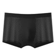 thumbnail image 2 of zeranth Men Boxers Elastic Mid Waist Solid Color Ice Silk Mesh Seamless Soft Breathable U Convex Quick Dry Moisture-wicking Firm Stitching Men Underpants Underwear, 2 of 7