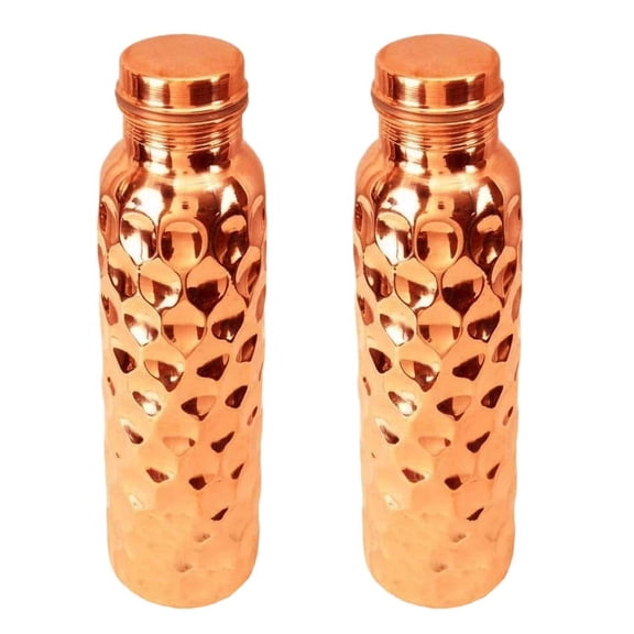 Diamond Copper Water Bottle 1 Liter (Pic-2) Indian Handmade