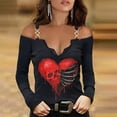 thumbnail image 1 of Puntoco blusa suelta con cuello en V y cremallera para mujer, blusa de manga larga con estampado informal Puntoco Puntoco-1145, 1 of 9