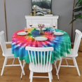 thumbnail image 2 of Colorful Tie Dye Pattern Round Tablecloth 60"x60",Wrinkle Wipeable Table Cloth for Kitchen Dining Room Picnic Patio Party, 2 of 6
