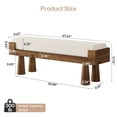 thumbnail image 5 of Finmind Upholstered Entryway Bench, Shoe Bench Padded Seat with Solid Wood Legs, End of Bed Footstool for Living Room, Mudroom, Hallway, White & Brown, 5 of 8
