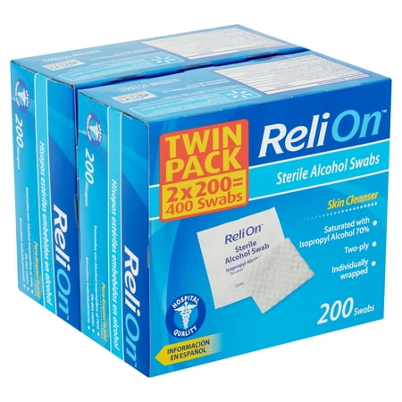 ReliOn Skin Cleanser Sterile Alcohol Swabs Twin Pack, 400 count, 2 (Best Way To Detox Off Alcohol)