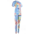 thumbnail image 7 of Gzhioc Women 2 Piece Tracksuit Set, Short Sleeve Tie Dye Tops High Waist Pants Bodycon Yoga Sports Summer Outfits, 7 of 7