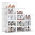 thumbnail image 6 of Set of 12 Stackable Plastic Shoe Boxes with Doors. Transparent & Cloud White. Easy Assembly. 9.1x13.1x5.6 Inches. Fits Shoes up to US Size 13, 6 of 8