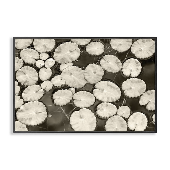 Stupell Industries White Floating Lily Pads Landscape & Nature Painting Black Framed Art Print Wall Art, 18 x 12