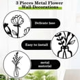 thumbnail image 2 of 3 Pieces Metal Vase Flowers Wall Arts Minimalist Plant Wall Decor, Metal Wall Art Black Flower Natural Wall Decors, 2 of 5