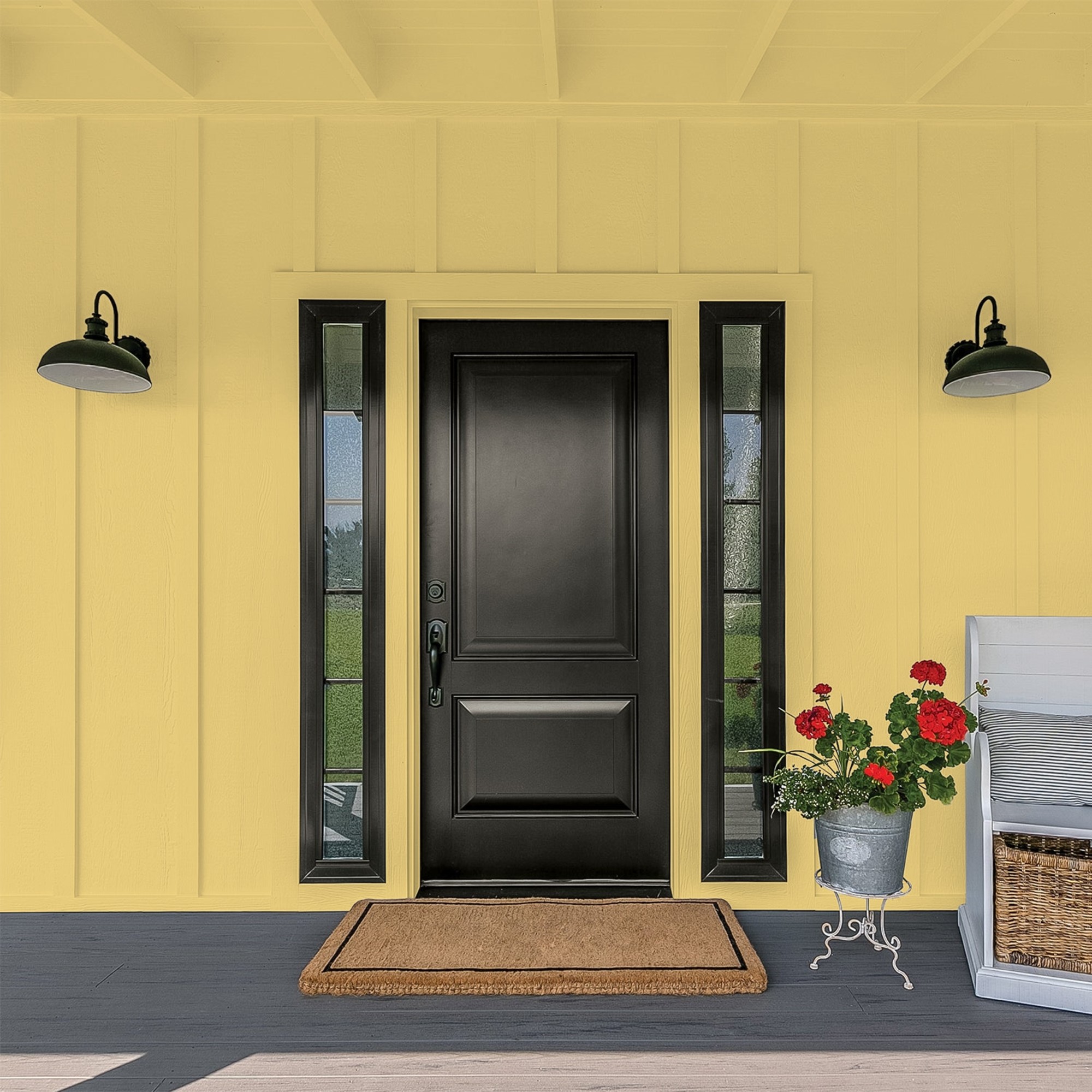 Glidden One Coat Spicy Mustard / Yellow Flat Exterior Paint with Primer, 5 Gallon