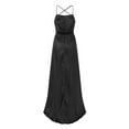 thumbnail image 5 of WTXUE Maxi Dress, es Ladies Long Women Elegant Backless Long Dresses Crisn Satin Side Slit Wedding Party, Prom Dress, Dress with Pockets, Backless Dress, 2# Black L, 5 of 9