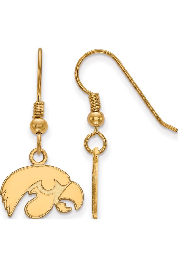 Ss/Gold Plated Sterling Silver With Gp Logoart University Of Iowa Xs Dangle Earrings (29 X 14) Made In United States gp006uia