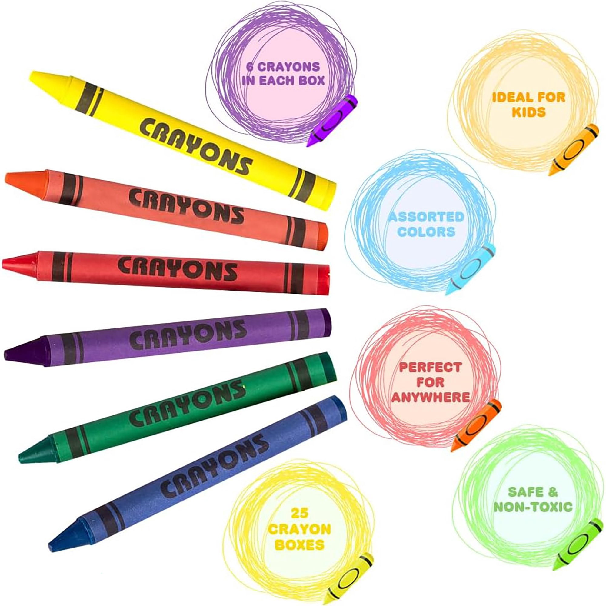 ArtCreativity: Crayons Bulk Set - 150 Packs - 6ct Individual Boxes (900ct Total) - Kids Art Supplies For School Classrooms, Daycare, Party Favors