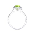 thumbnail image 3 of SuperJeweler 2 Carat Cushion Cut Peridot and Halo Diamond Ring In Sterling Silver For Women, 3 of 5