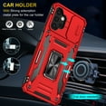 thumbnail image 4 of Samsung Galaxy A32 5G Case with Lens Protection, Galaxy A32 5G Ring Holder with Camera Cover & Kickstand Military Grade Shockproof Heavy Duty Protective Support Magnetic Car Mount Holder, Red, 4 of 7
