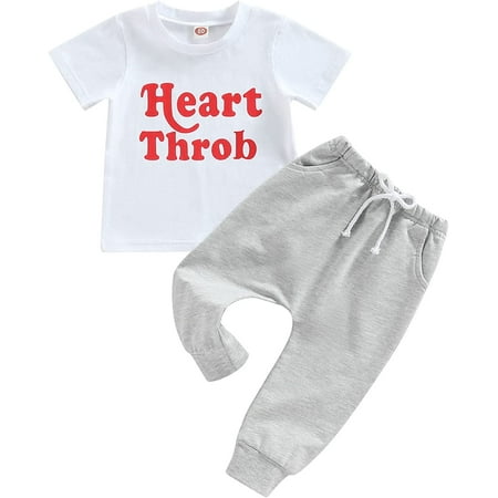

QWZNDZGR Valentines Days Baby Girls Boys Clothes Letter Heart Printed Long Sleeve Romper Tops Pants Hats