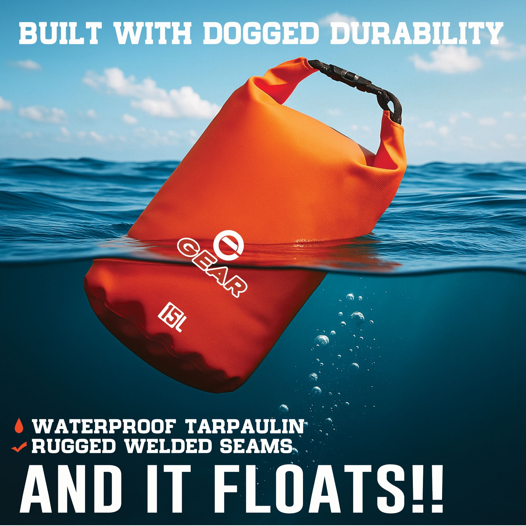 Enthusiast Gear Waterproof Dry Bag 15 L + Free Quick-Dry Microfiber Towel – Floating Roll-Top Dry Sack for Kayaking, Boating & Camping