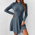 thumbnail image 7 of Women’s Long Sleeve Sweater Dress Casual Fall Winter Crew Neck Knit Short Dresses, 7 of 7