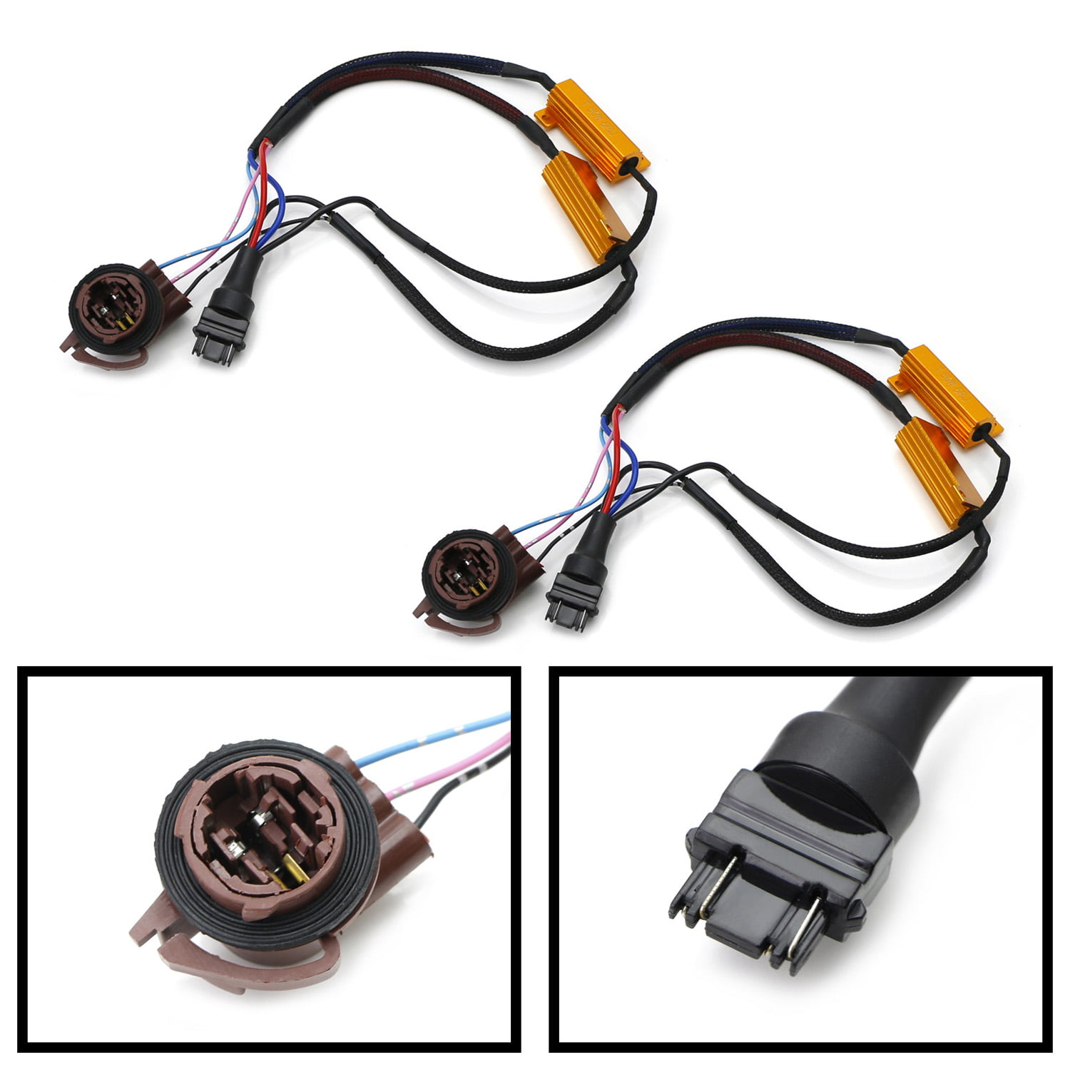2 Hyper Flash Fix Error Free Wiring Adapters Compatible With 1156 7506 7527 LED Turn Signal Light Bulbs iJDMTOY 