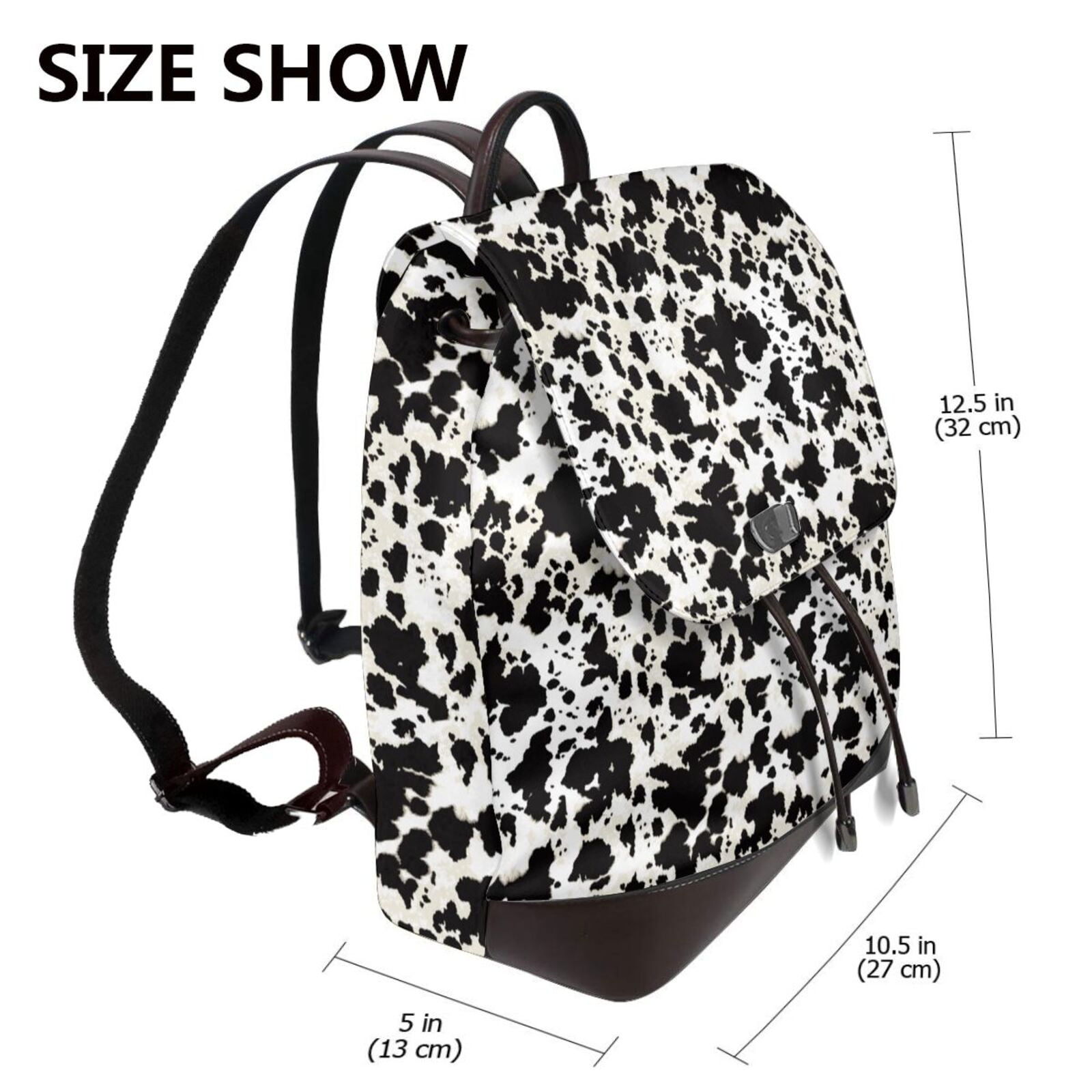 Defioc Cow Skin 1 Print PU Leather Backpack,Backpack Purse for Women Fashion Multipurpose Design Handbag Ladies Bags Travel Backpack