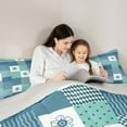 thumbnail image 5 of jejeloiu Modern Geometric Plaid Bedding Comforter Set,Retro Rhombus Abstract Twin Comforter Sets,Cyan Polka Dots Bedding Set For Girls Boys,Super Cozy Room Decor Reversible,2pcs, 5 of 8