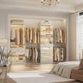 thumbnail image 3 of Homieasy Freestanding Wardrobe Closet sets with 5 Wooden Drawers & 4 Hanging Rods, Cubby Storage & Tower Design for Walk-in Closet Organization，White Oak, 3 of 4