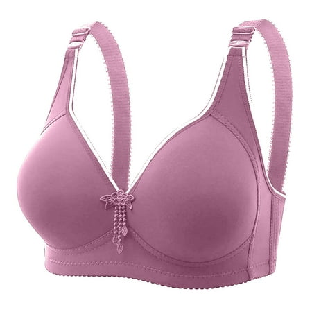 

Fabiurt Women s Bra Women s Plus Size Comfortable And Breathable Wire Bra Seamless Four Clasp Maternity Bra With Enhancing Lift And Simple Design Purple