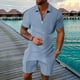thumbnail image 1 of WILLBEST Traje Corto para Hombre, Dos Trajes para Hombre, Camisa y Pantalones Cortos de Color Liso con Cremallera En La Parte Superior., 1 of 4