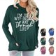 thumbnail image 2 of Jersey de cuello redondo para mujer, jersey de manga larga transpirable con patrón de alfabeto, Tops para mujer con bolsillo para uso diario, verde oscuro XL, 2 of 6