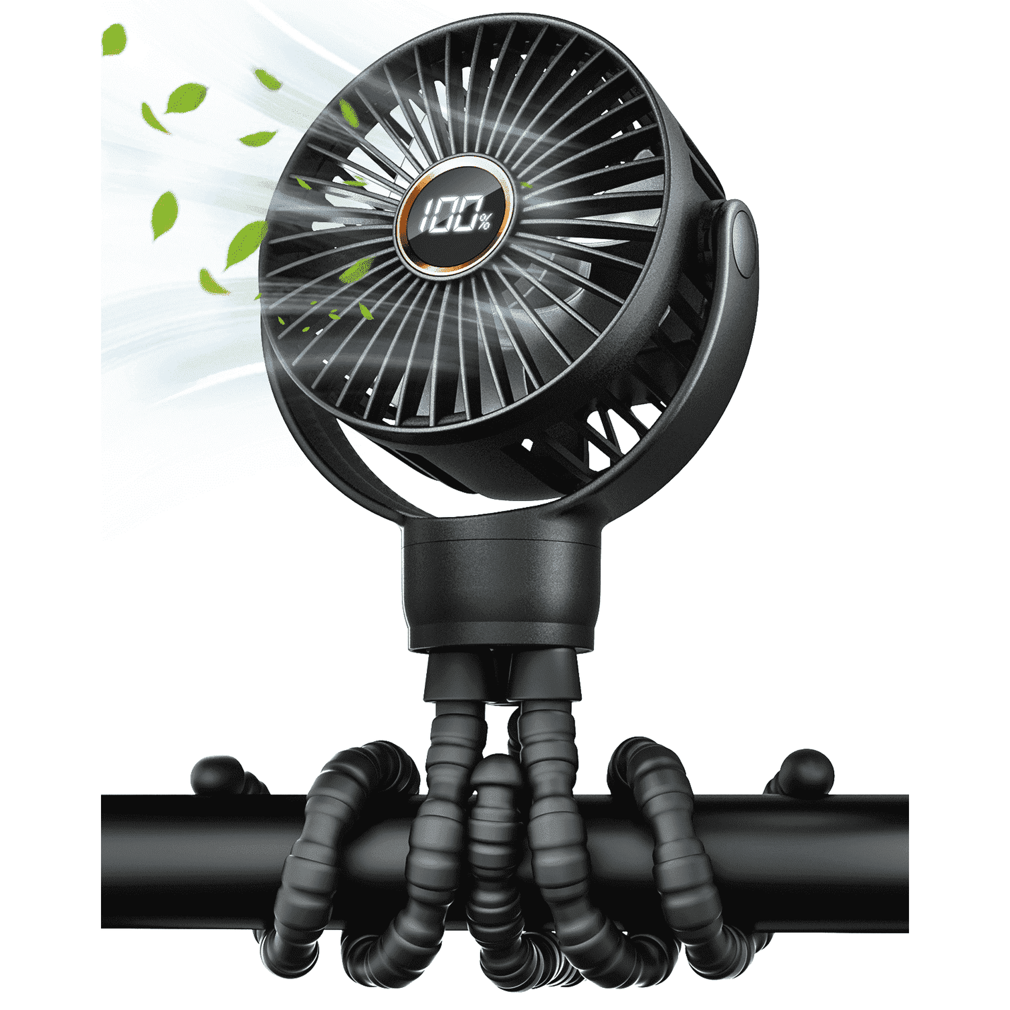 FrSara Portable Baby Stroller Fan - Clip on, Safe Quiet 4000mAh, 3-Speed Baby Fan for Stroller/Car Seat/Desk/Travel/Bike/Camping - Black
