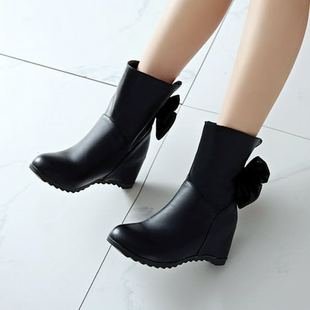 

Bnwani Fall Shoes Flash Deals Low Heel Boots Pull-On Ankle-High Black Boots 36-44