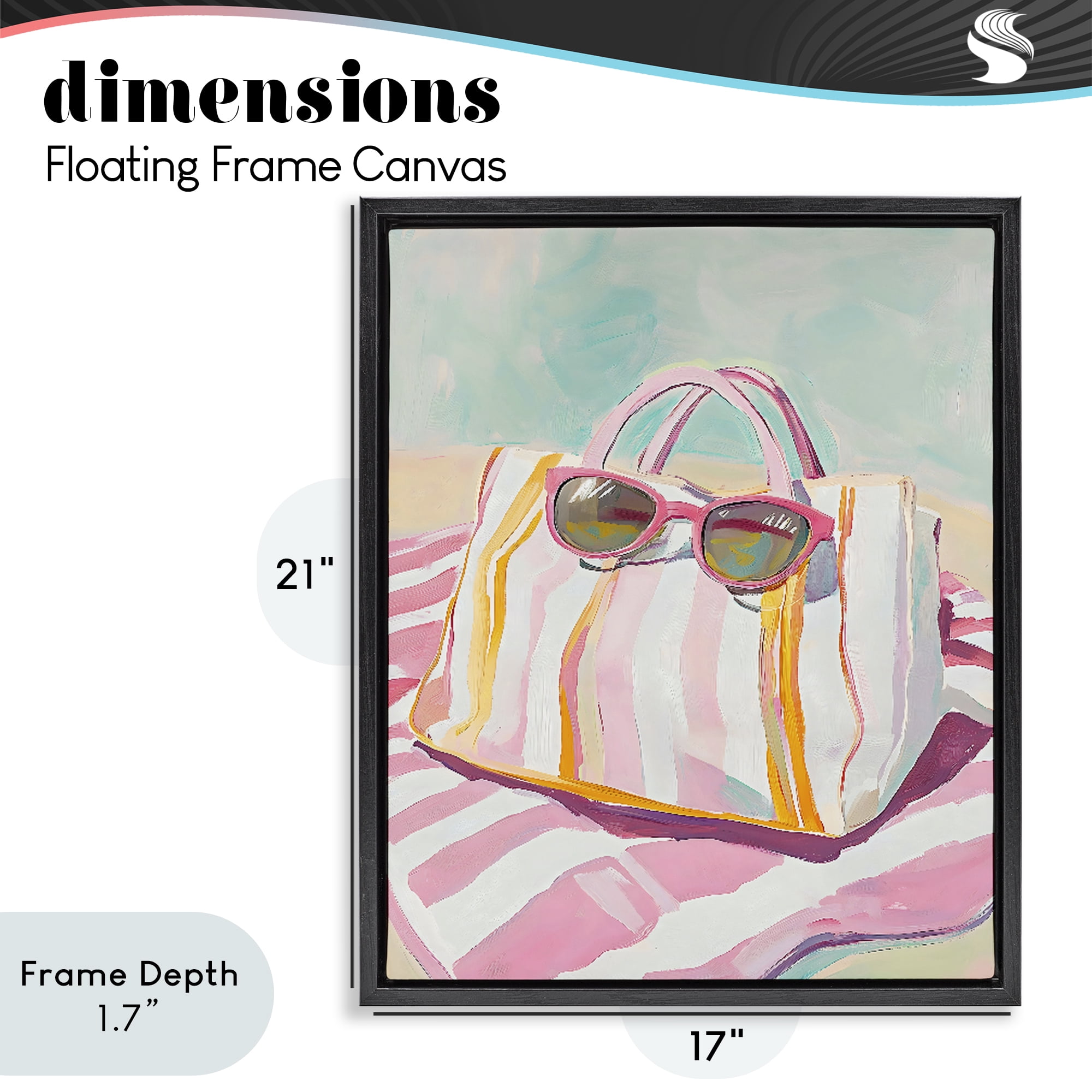 Stupell Industries Beach Bag & Sunglasses Black Framed Floater Canvas Wall Art, design by The Prints Vibe
