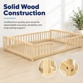 thumbnail image 5 of Miniyam Full Size Floor Bed with Guardrails, Low Profile Wooden Kids Bed Frame with Rounded Entrance, Natural, 5 of 9