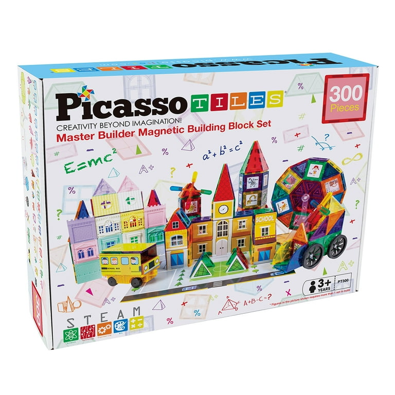 PicassoTiles PT300 300 Piece Master Builder Magnetic Building Block Set