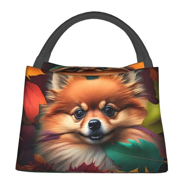 Fotbe Colorful Leaf Chihuahua Bolsa Térmica Portátil con Estampado, Bolsa de Entrega de Alimentos Aislada, Bolsa Reutilizable de Gran Capacidad para Comidas y Supermercado